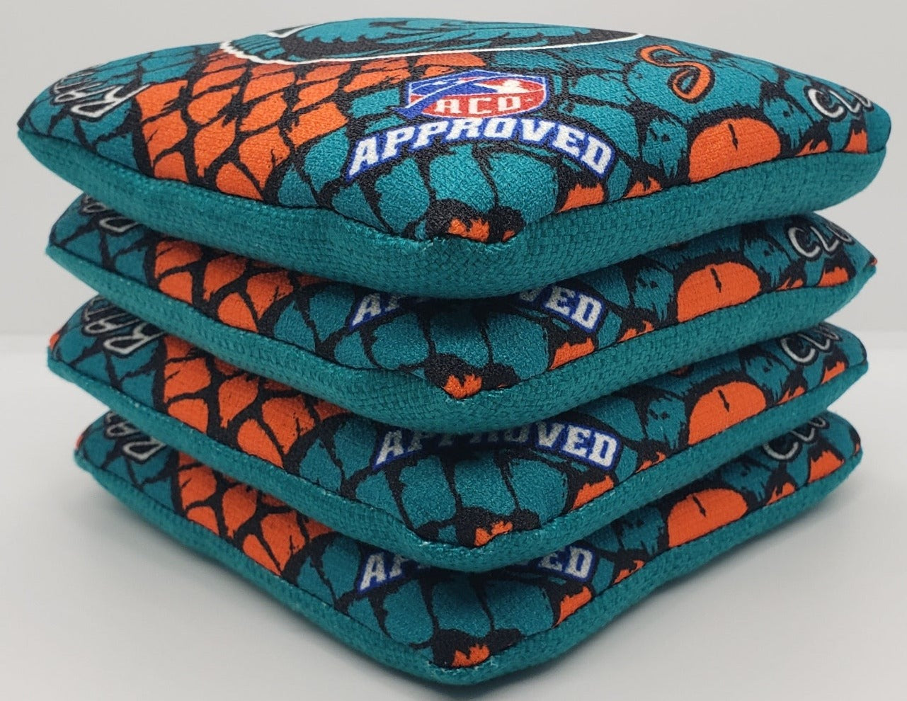 Alpha Rattler Bags - Type S - Set of (4) Pro Cornhole Bags (Teal/Orange)