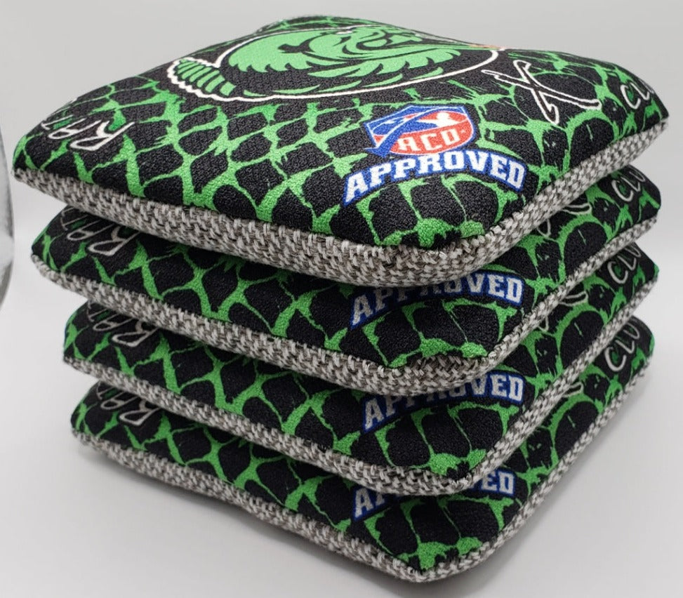 Alpha Rattler Bags - Type X - Set of (4) Pro Cornhole Bags (Green/Black)