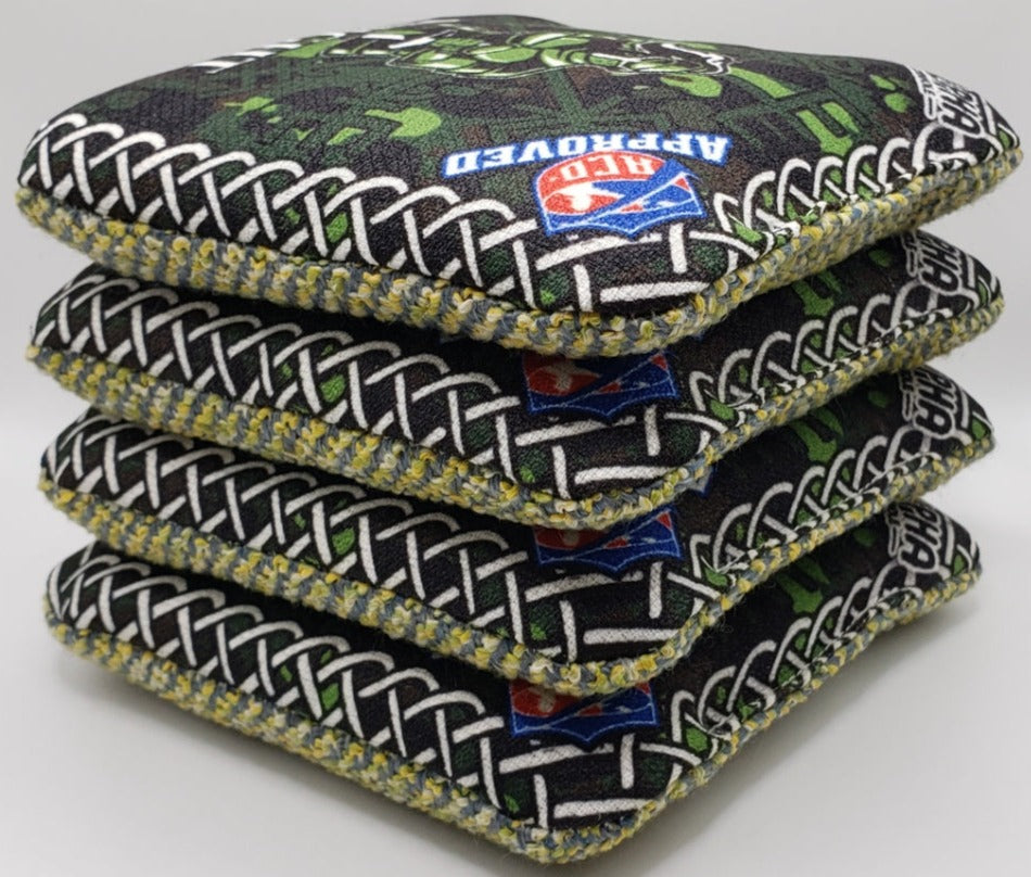 Alpha Knight Bags - Series 2 -  Set of (4) Pro Cornhole Bags (Green Skull Edition)