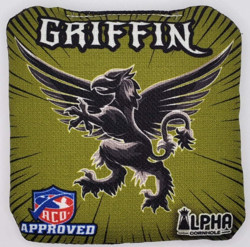 Alpha Griffin Bags -  Set of (4) Pro Cornhole Bags (Olive)