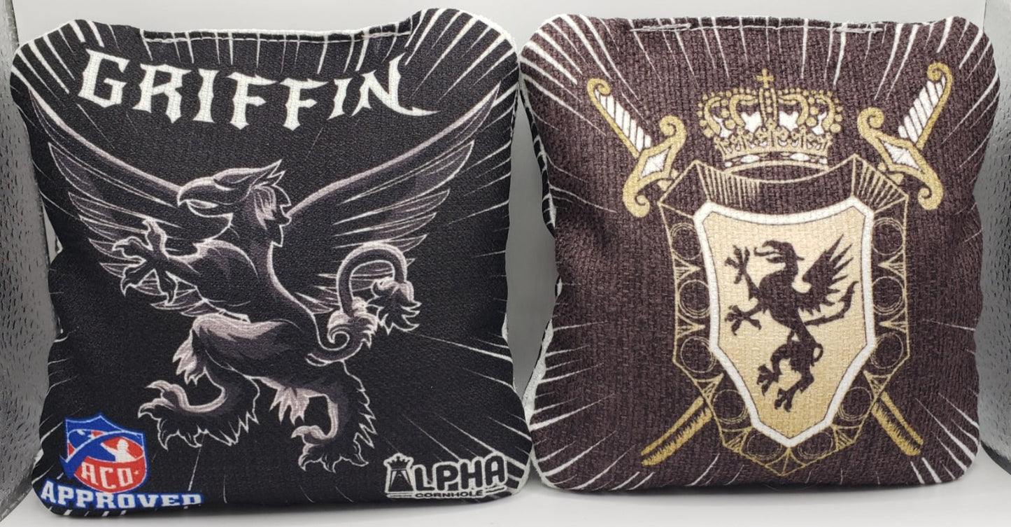 Alpha Griffin Bags -  Set of (4) Pro Cornhole Bags (Black)