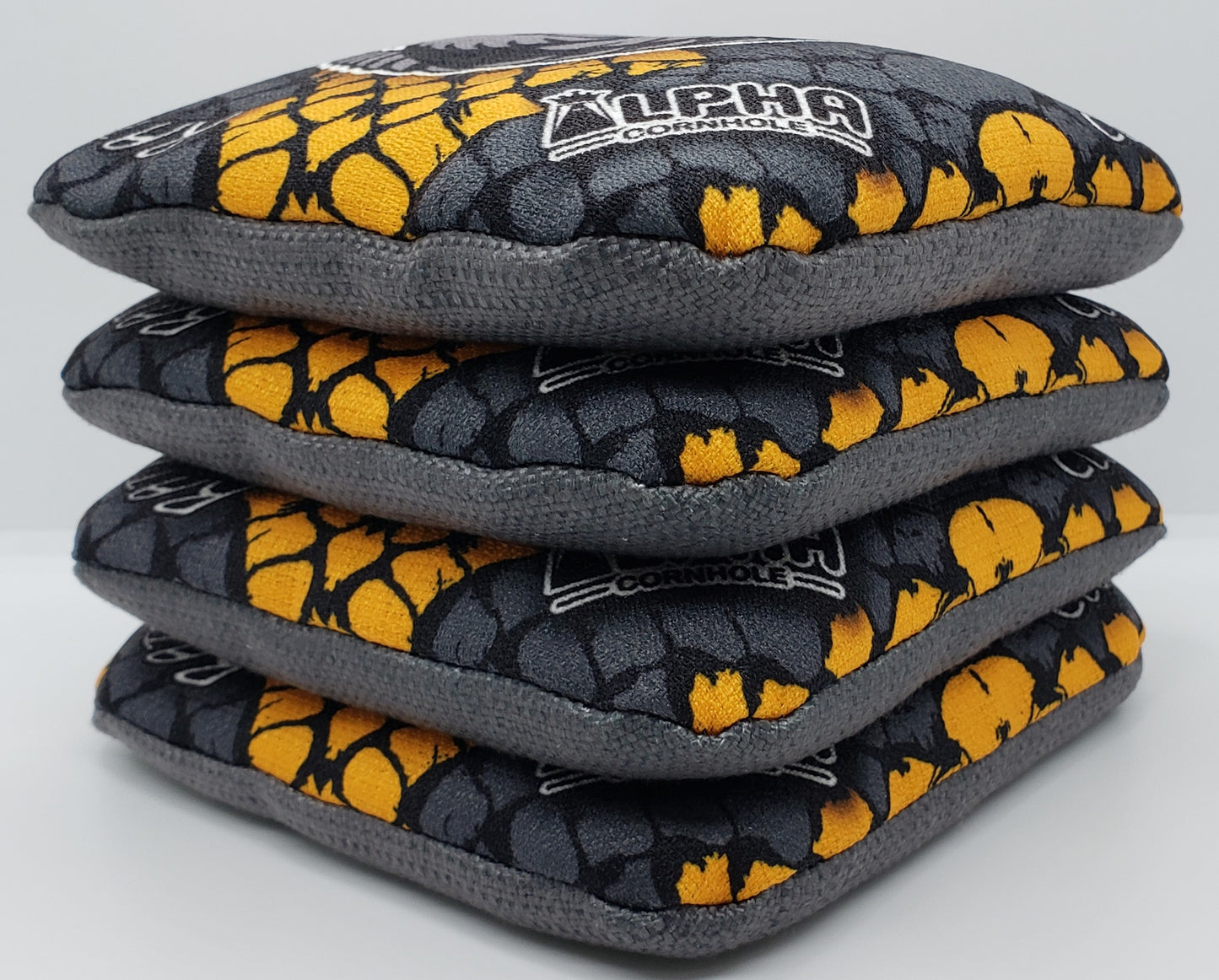 Alpha Rattler Bags - Type-S - Set of (4) Pro Cornhole Bags (Gray/Yellow)