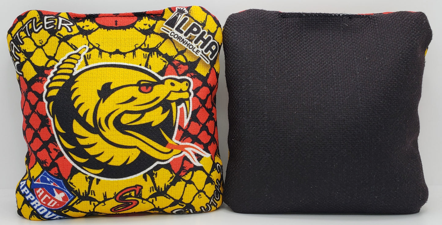 Alpha Rattler Bags - Type S - Set of (4) Pro Cornhole Bags (Red/Yellow)