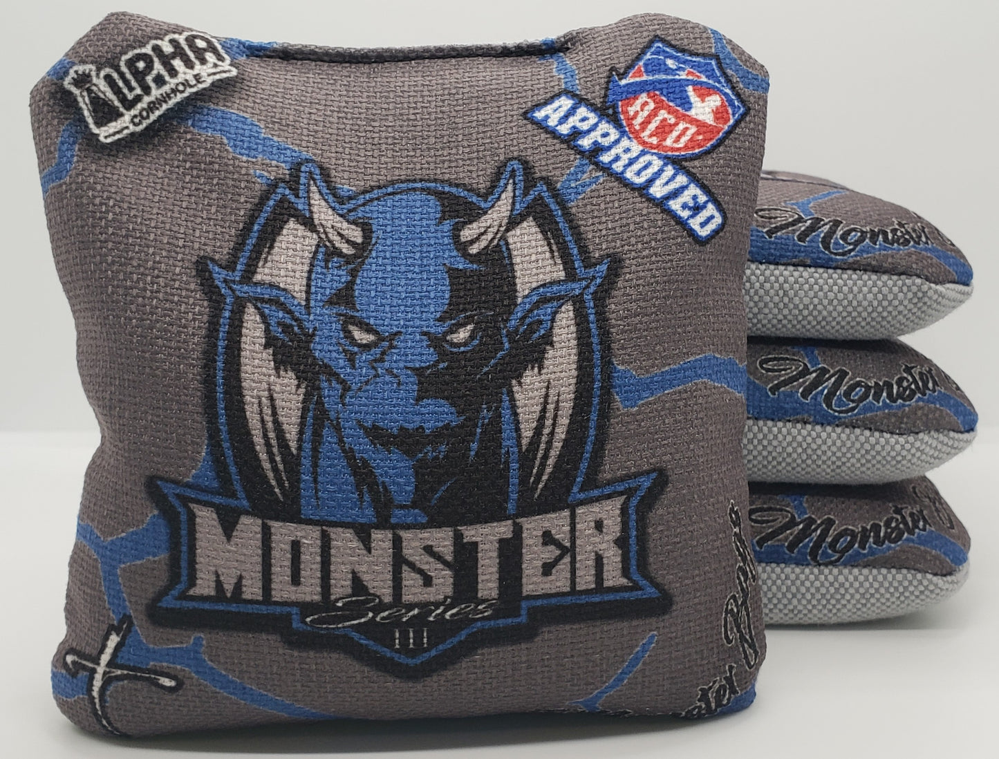 Alpha Monster Bags - Type-X -  Set of (4) Pro Cornhole Bags (Gun Metal)