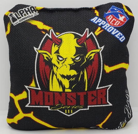 Alpha Monster Bags - Series 3 -  Set of (4) Pro Cornhole Bags (Black)