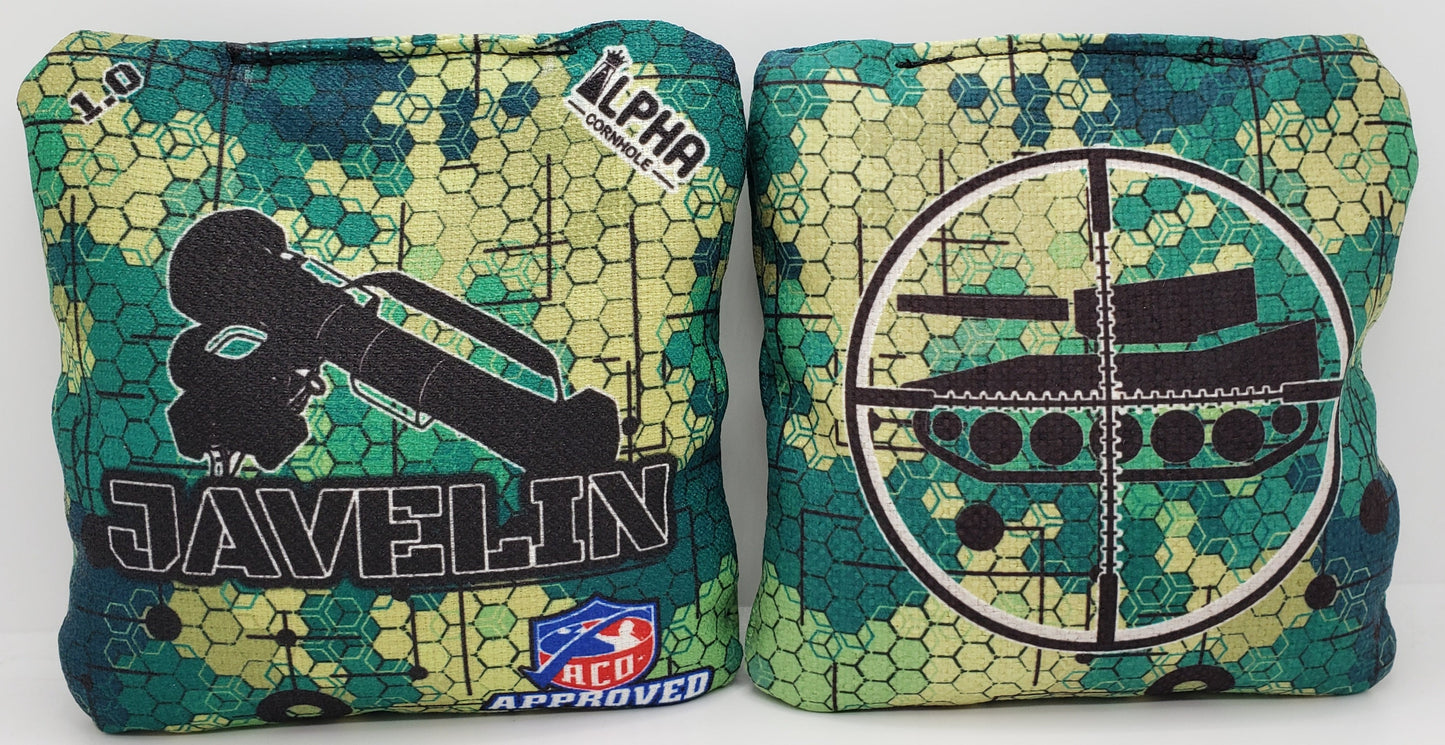 Alpha Javelin Bags -  Set of (4) Pro Cornhole Bags (Green Camo)