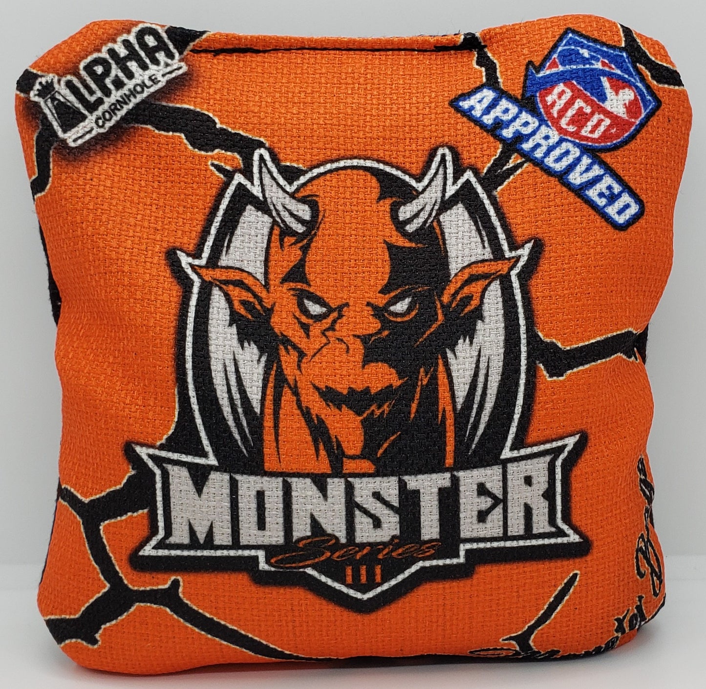 Alpha Monster Bags - Series 3 -  Set of (4) Pro Cornhole Bags (Orange/Black)
