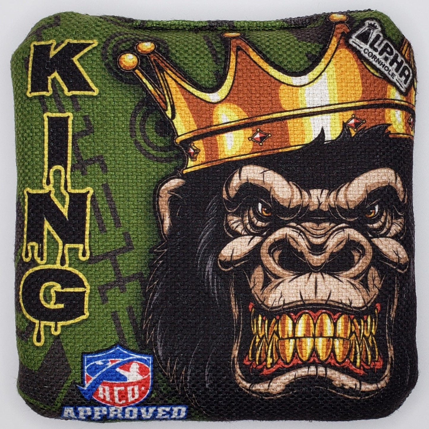 Alpha King Bags (Gorilla) -  Set of (4) Pro Cornhole Bags (Green/Black)